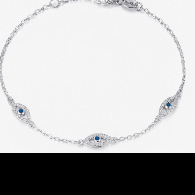 Antian Accessories Evil Eye Bracelet White Gold & Silver Plated